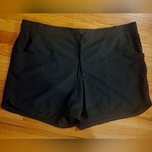 Land's End Black 40W Athletic Shorts w/built in Liner+Drawstring+partial elastic